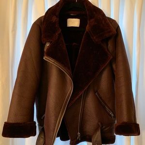 Zara Shearling Biker Jacket